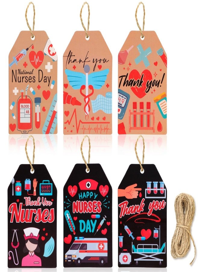 HOWAF 60 Pieces Nurses Appreciation Gift Tags, Thank You Nurse Party Decorations Hanging Tags for Happy Nurses Week Gift Decor, Nurse Appreciation Week Gift Tags with String - Image 1